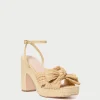 Hot Lucia Natural Pleated Bow Platform Heeled Sandals