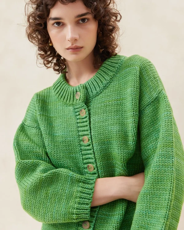 Shop Maddie Sapphire Mock Neck Cardigan Knitwear