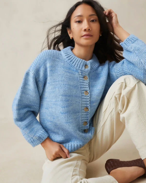 Shop Maddie Sapphire Mock Neck Cardigan Knitwear