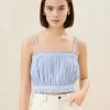 Online Maggie Blue/Cream Cinched Camisole Tops
