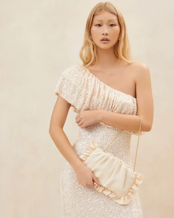 Online Mavis Moiré Ruffle Clutch Event Essentials | Vacation Shop