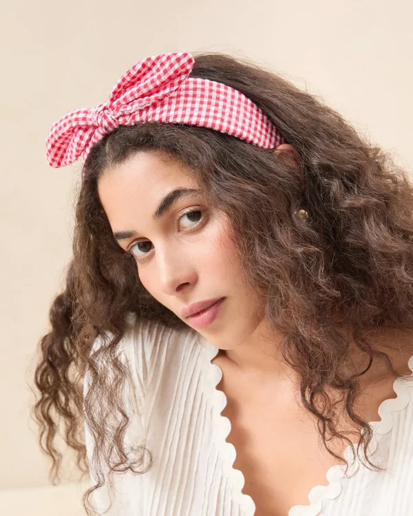 Online Meadow Red Gingham Knot Headband Accessories