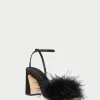 New Minerva Black Satin/Feather Sandal FOR THE BRIDE | Heeled Sandals