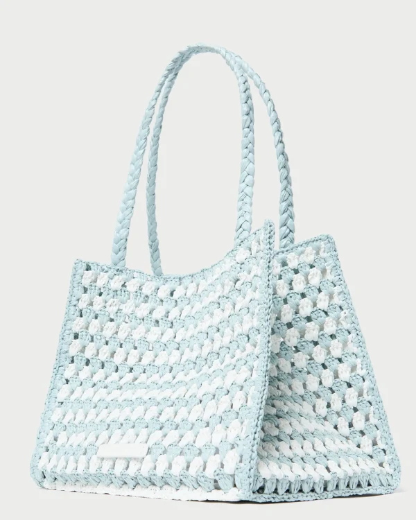 Store Missy Blue/Cream Crochet Tote Totes