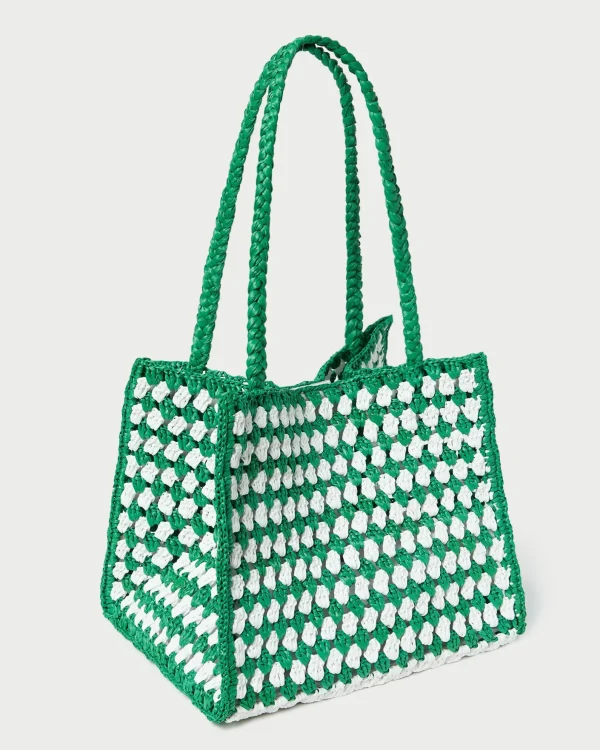 Store Missy Blue/Cream Crochet Tote Totes
