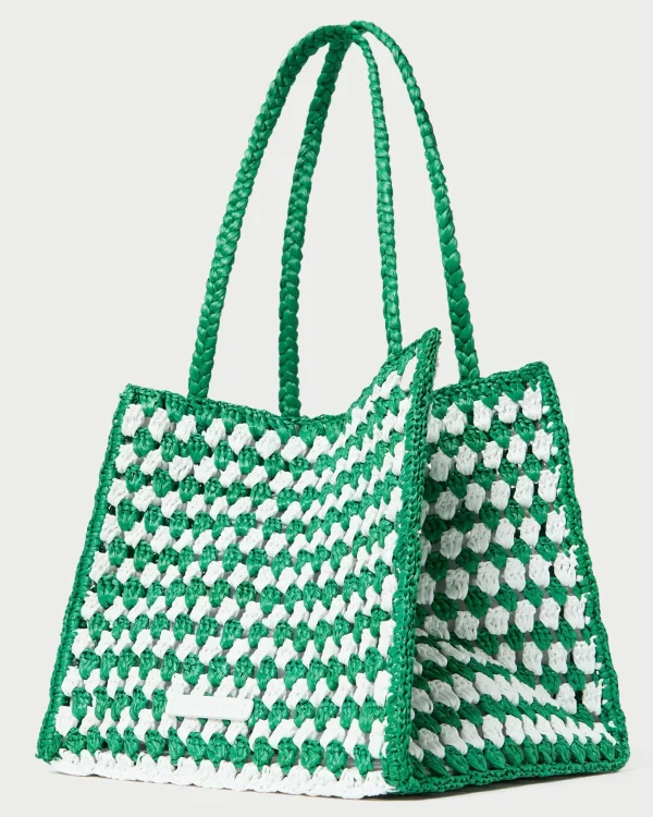 Store Missy Blue/Cream Crochet Tote Totes