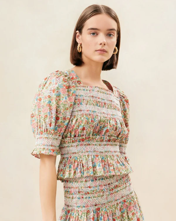 Cheap Nicola Red Floral Cinched Blouse FOR THE GUESTS | Casual Staples