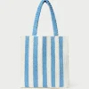 Outlet Orion Blue/White Raffia Tote Casual Staples | Totes