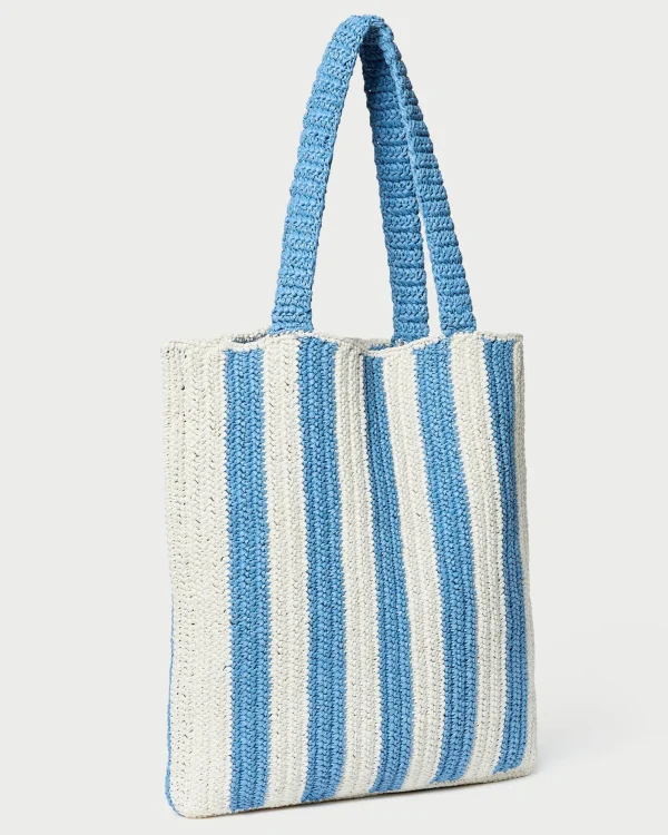 Outlet Orion Blue/White Raffia Tote Casual Staples | Totes