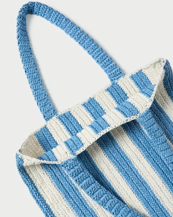 Outlet Orion Blue/White Raffia Tote Casual Staples | Totes
