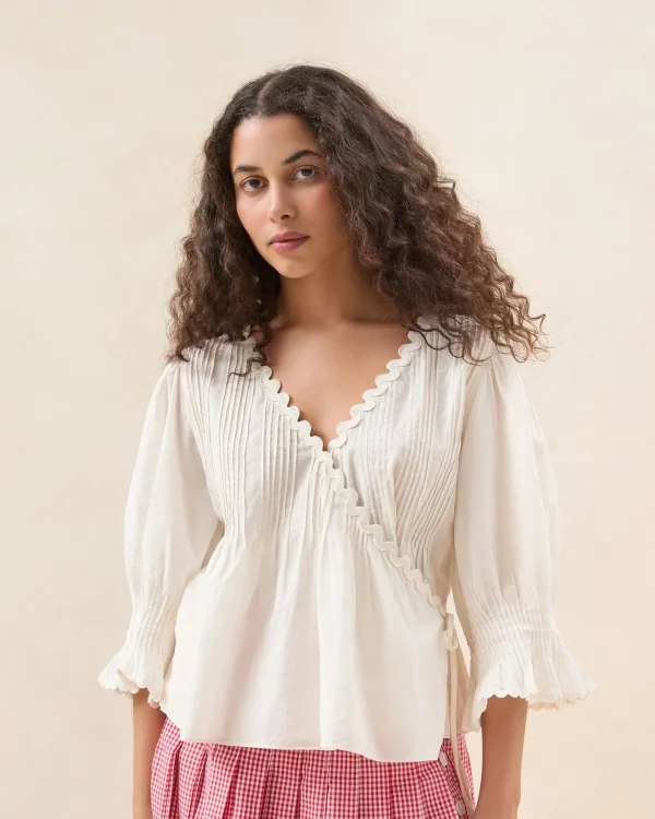 Shop Sasha White Wrap Blouse Tops