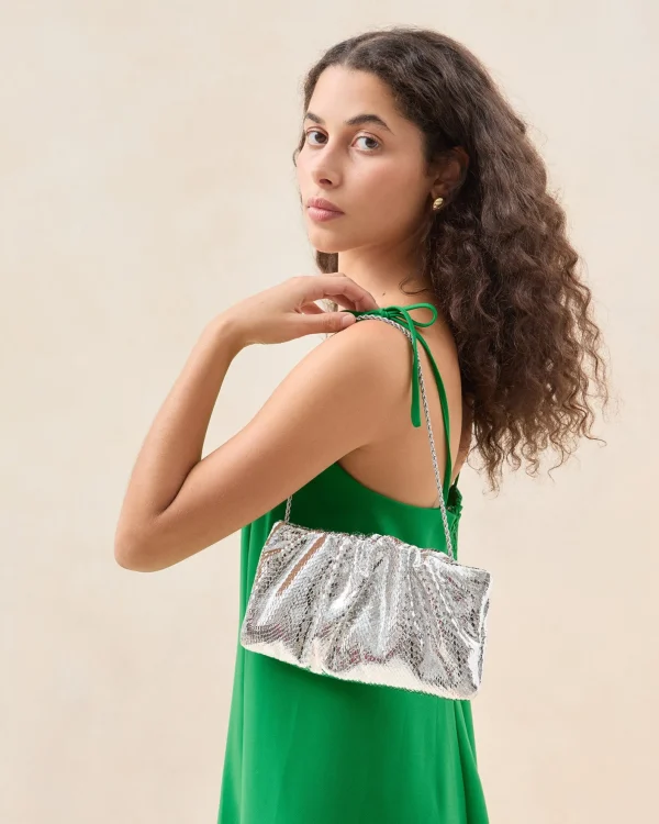 Best Serena Silver Gathered Leather Clutch Event Essentials | Clutches