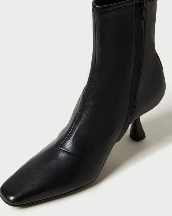 Outlet Thandy Black Curved Heel Bootie Boots