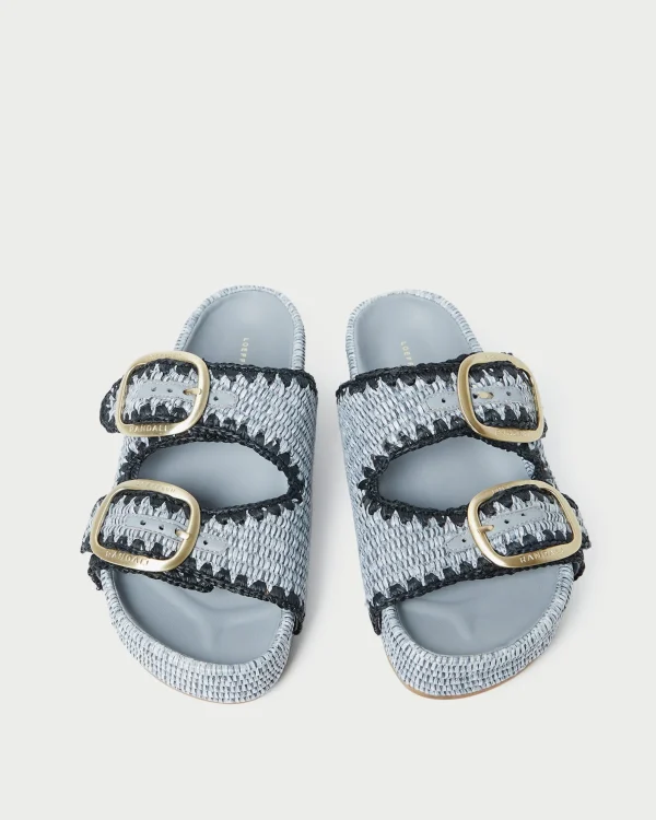 Best Theo Blue Raffia Footbed Sandal Casual Staples | Flat Sandals
