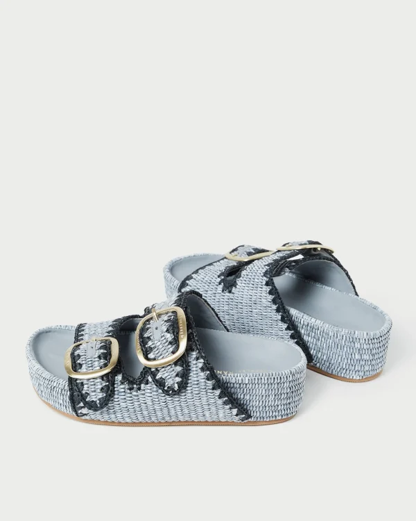 Best Theo Blue Raffia Footbed Sandal Casual Staples | Flat Sandals