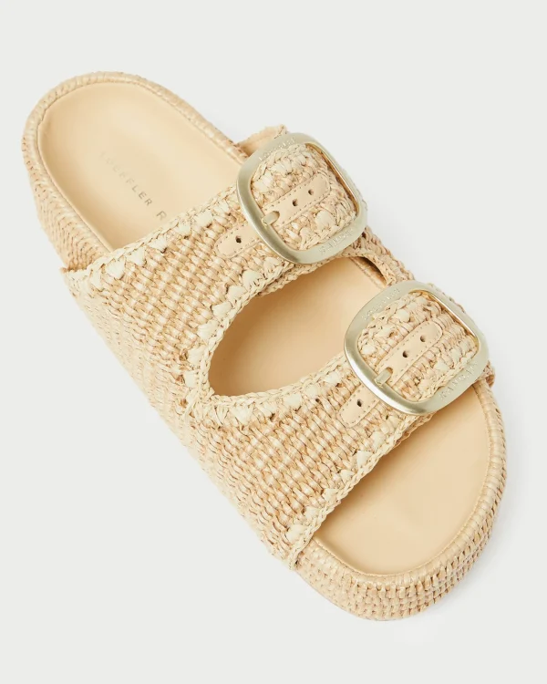 Best Theo Blue Raffia Footbed Sandal Casual Staples | Flat Sandals
