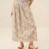 Fashion Theodora Red Floral Cinched Skirt FOR THE GUESTS | Casual Staples